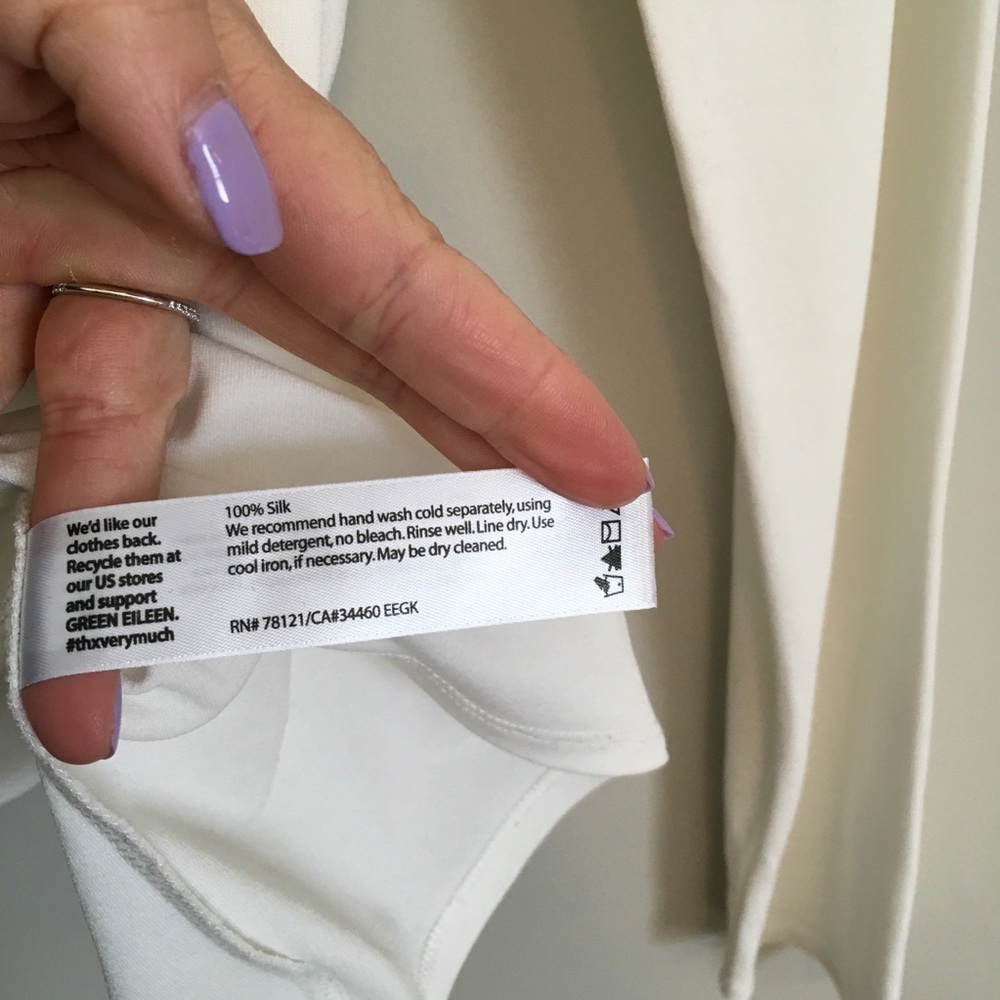 ❌SOLD❌ Eileen Fisher 100% silk white long sleeve - Picture 6 of 6